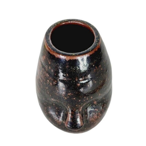 VTG MCM 60s Anthropomorphic Face Vase Clay Stoneware Pottery Studio Art Signed - Picture 5 of 12